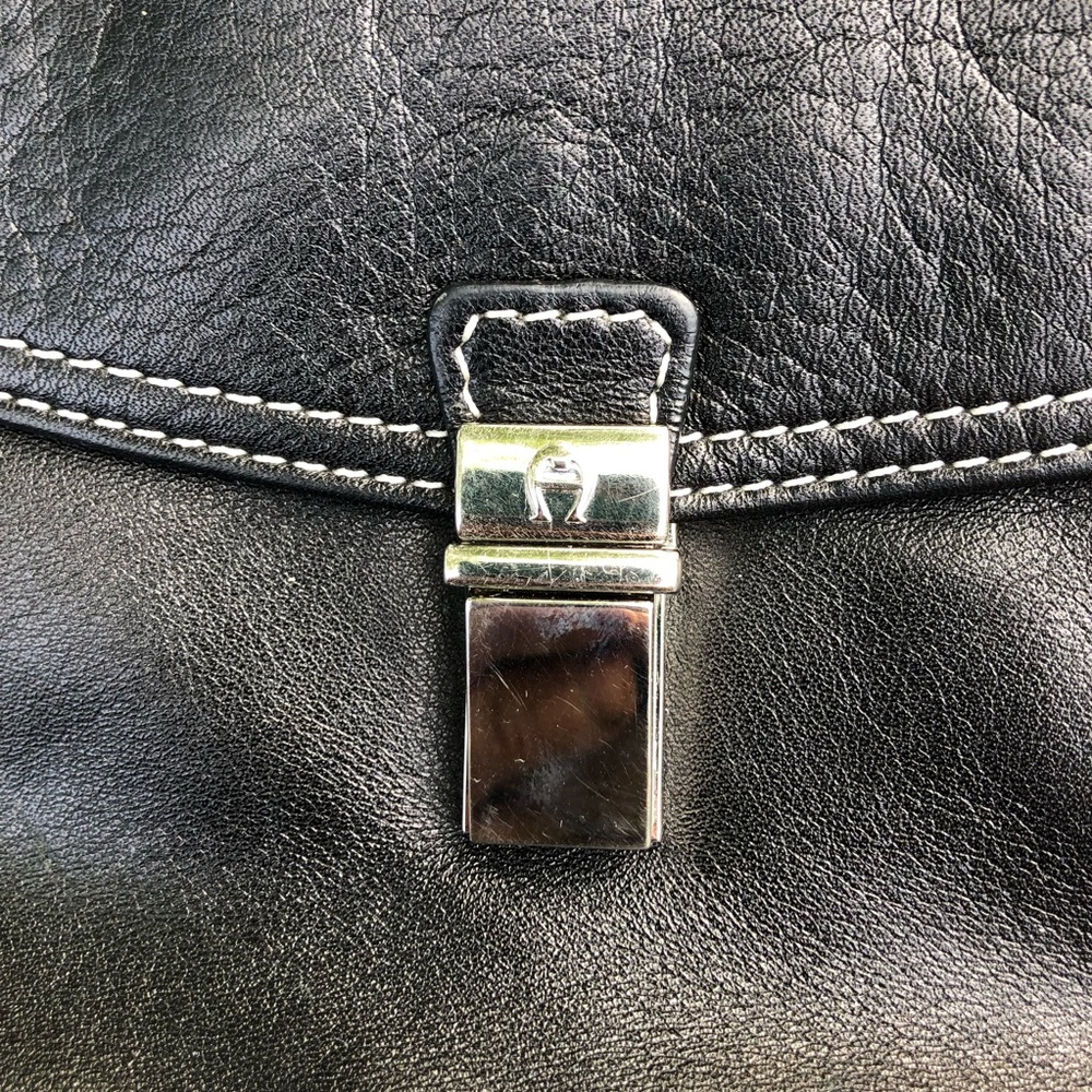 Black Leather Etienne Aigner Purse - Picture 4 of 10